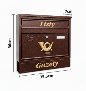 Skrzynka na listy BOXINA XL - brązowa (antyczna miedź) - wymiar