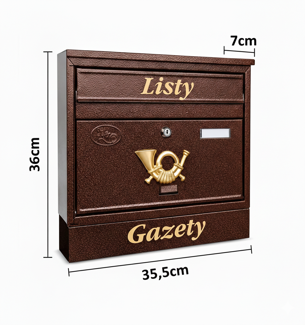 Skrzynka na listy BOXINA XL - brązowa (antyczna miedź) - wymiar